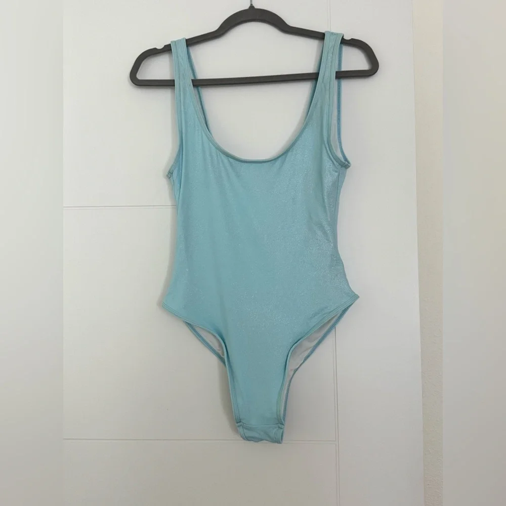 Free People Frankies Bikinis Kyle Iridescent One Piece Swimsuit Cloud Chaser Lg